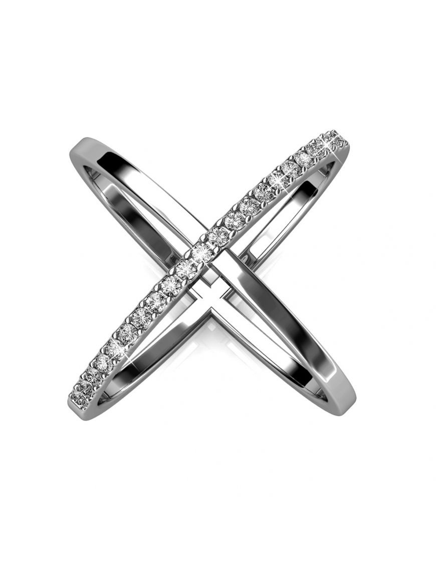 Eleganter Pavé-Besetzter Kreuzring