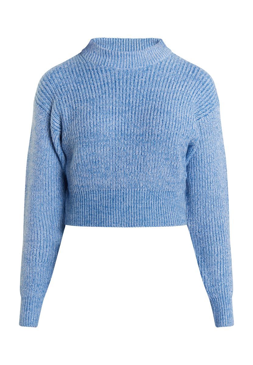 Mymo Strickpullover Damen Himmelblau