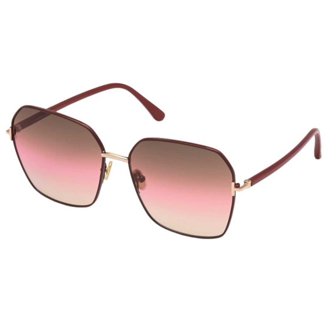 Geometrische Bordeaux Sonnenbrille mit pinkfarbenem Farbverlauf