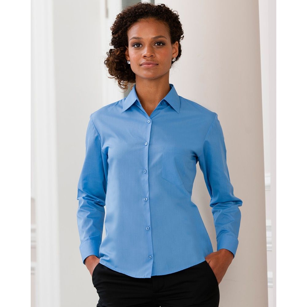 Klassische Langarm-Bluse aus Popeline