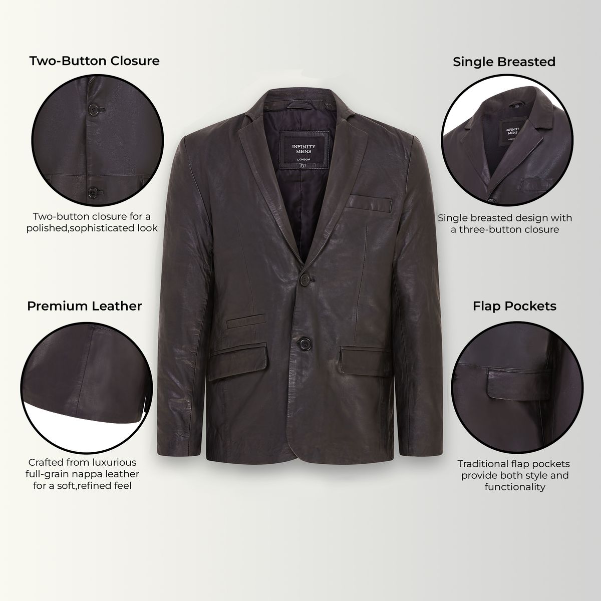 Schmal geschnittener Nappa-Lederblazer