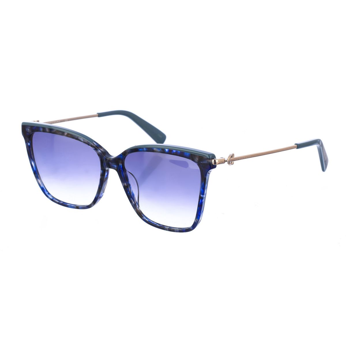 Blaue Cateye-Sonnenbrille mit Schildpattmuster