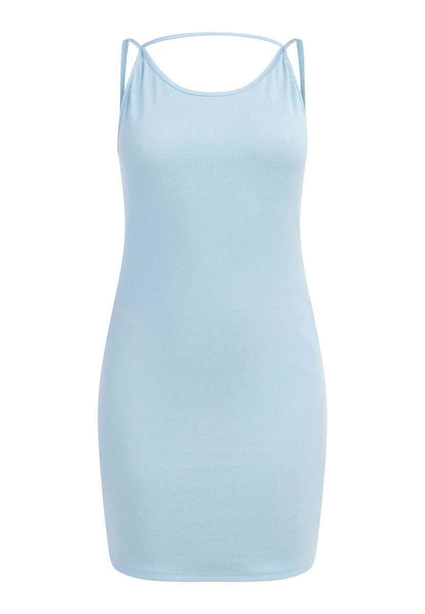 Mymo Minikleid aus Rippstrick Damen hellblau