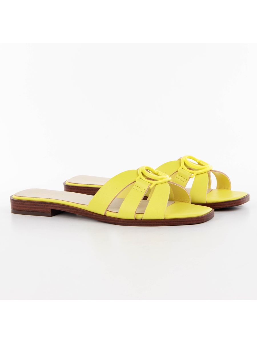 Gelbe Leder-Sandalen mit Logo