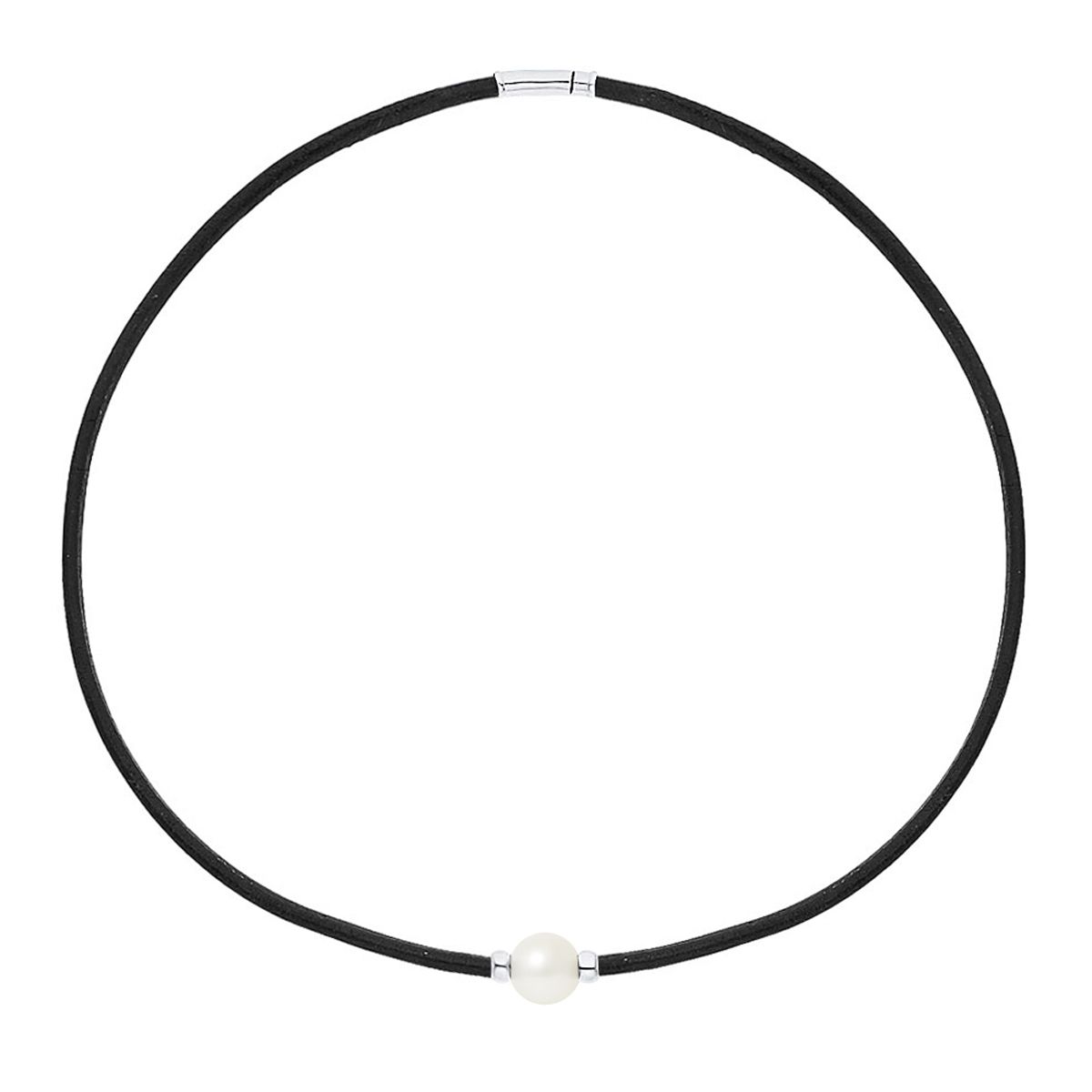 Schwarzes Leder Perlenhalsband Choker