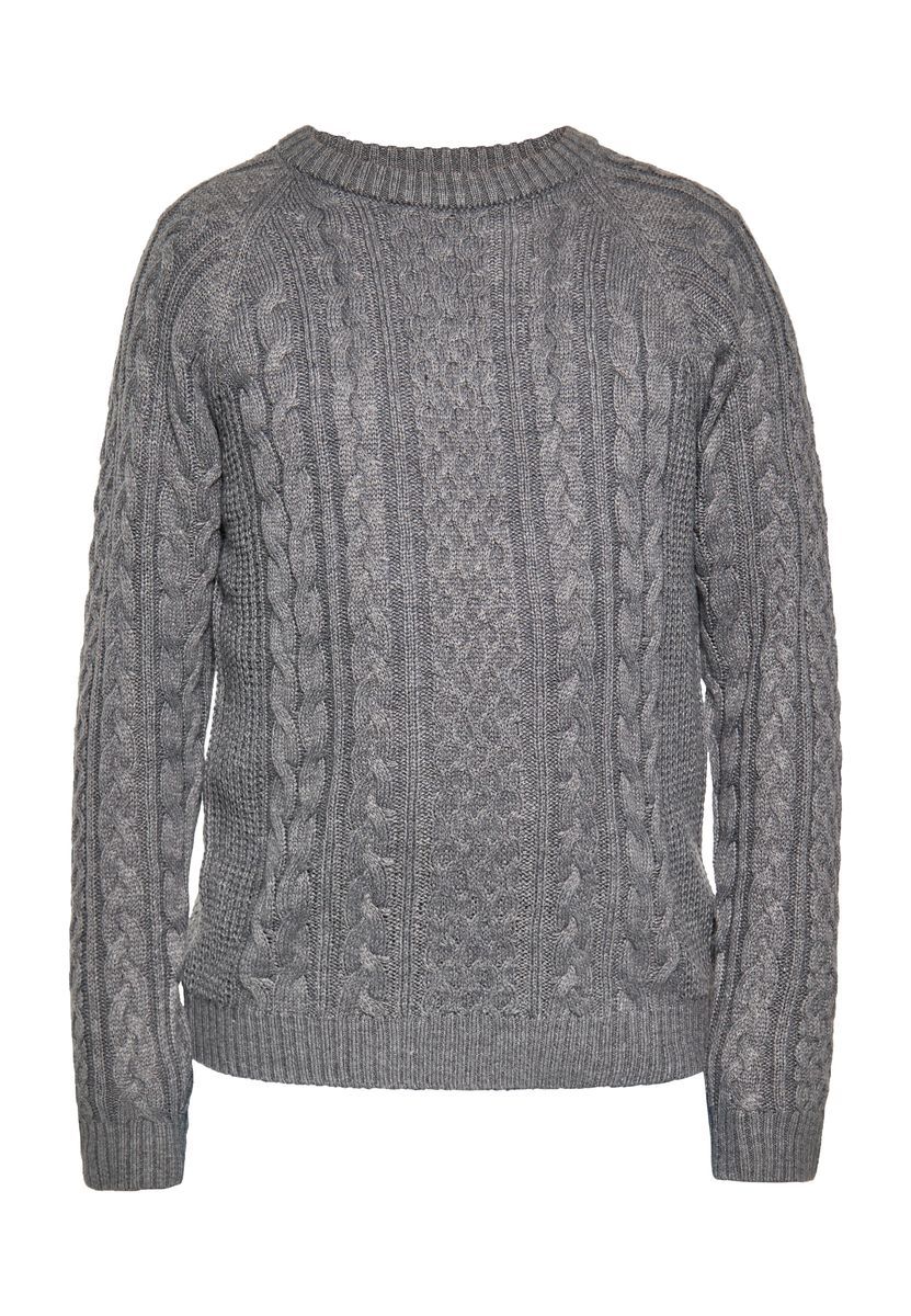 Klassischer Zopfmuster-Pullover mit Rundhalsausschnitt