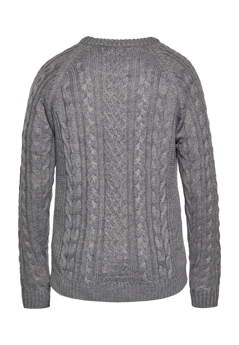 Klassischer Zopfstrickpullover mit Rundhalsausschnitt