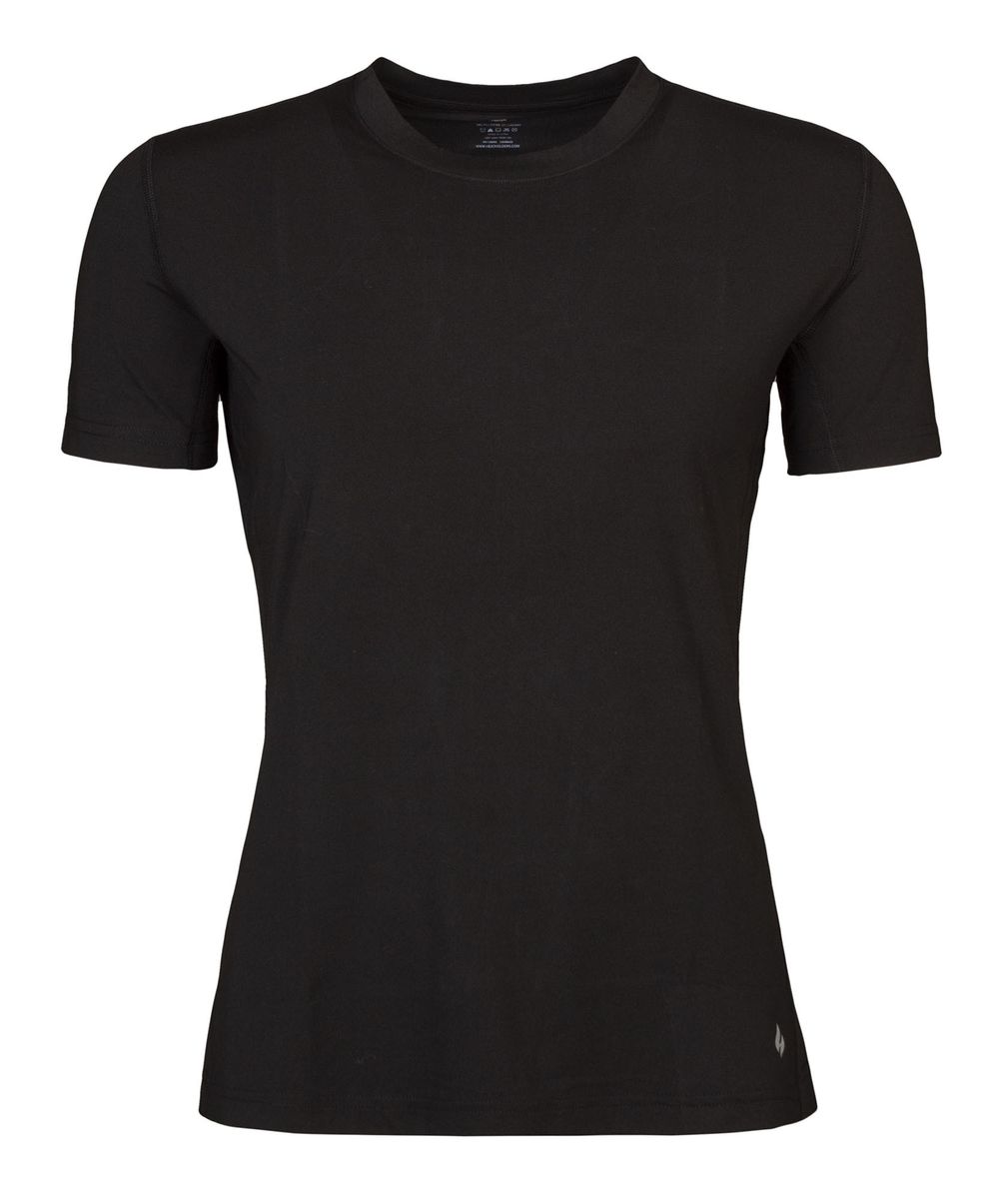 Damen Thermo-T-Shirt für den Winter | Wärmespeicher | Warmes Kurzarm-T-Shirt | Fleece gefüttertes Baselayer-Top - Schwarz