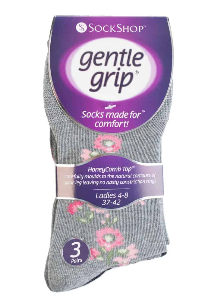Socken mit Blumenmuster und Wabenrand