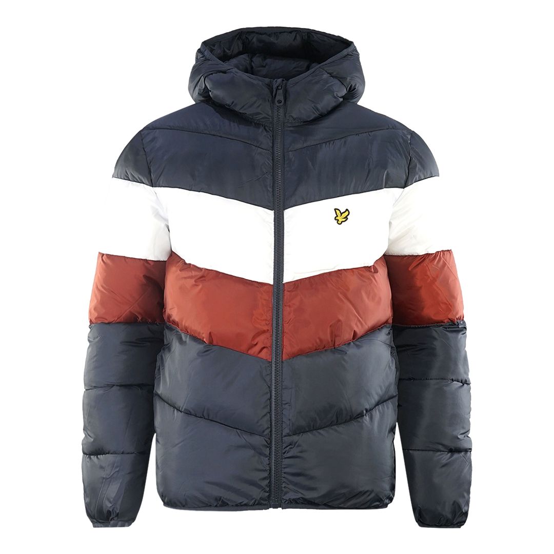 Colorblock-Pufferjacke mit Kapuze