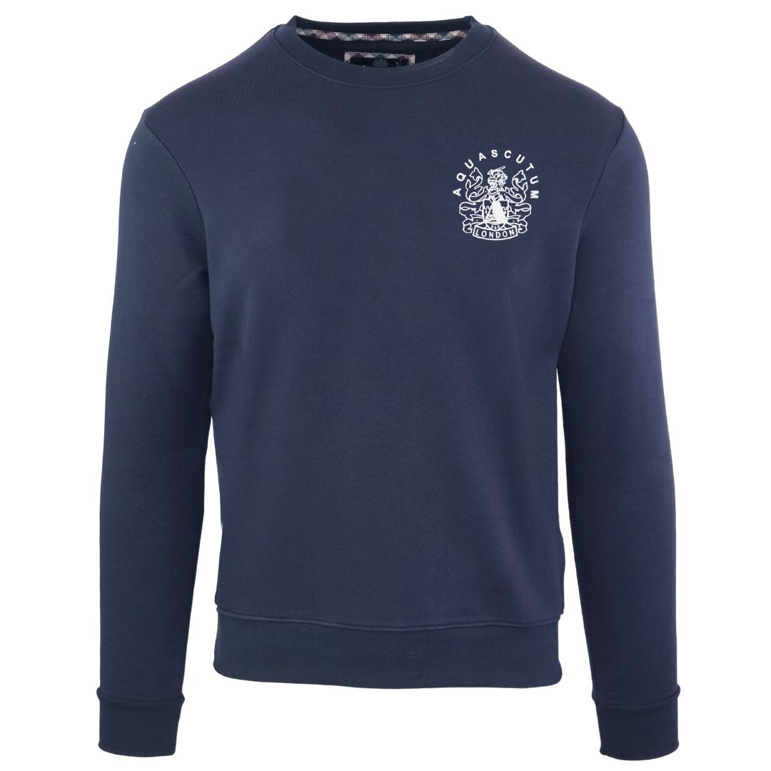 Marineblaues Baumwoll-Sweatshirt mit Logo-Print