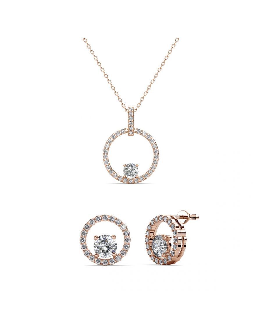 Schmuckset mit kreisförmigem Kristall-Halo
