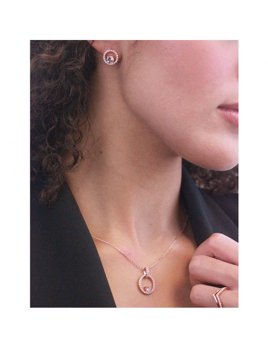Schmuckset mit kreisförmigem Kristall-Halo