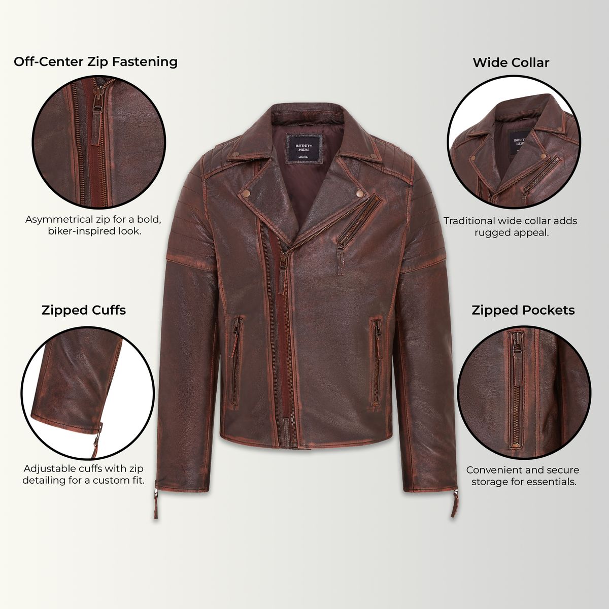 Leder-Bikerjacke im Brando-Stil