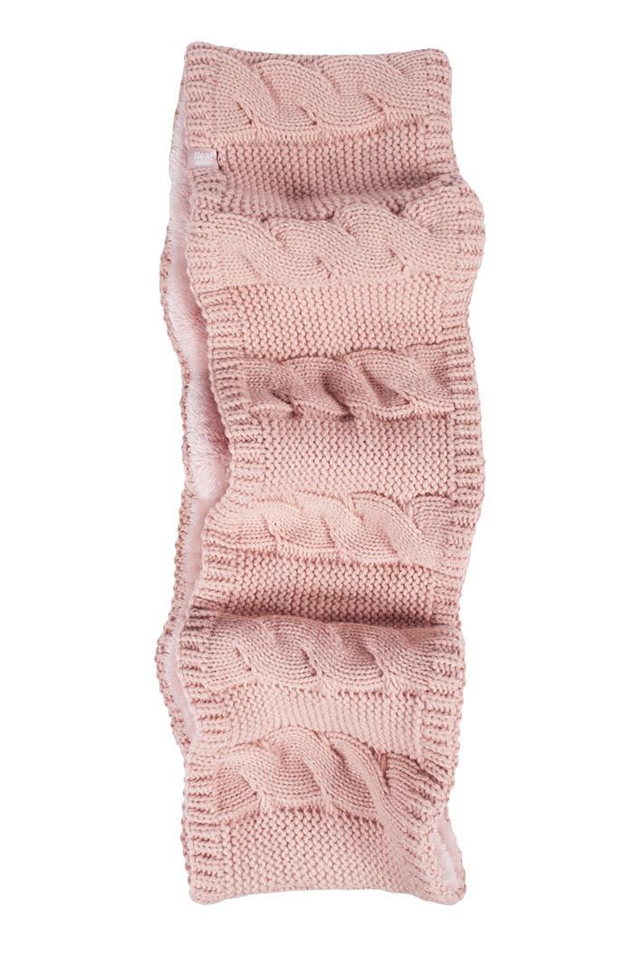 Heat Holders Damen-Winterschal mit weichem Fleece-Futter, Zopfmuster, Infinity-Schal, Koralle