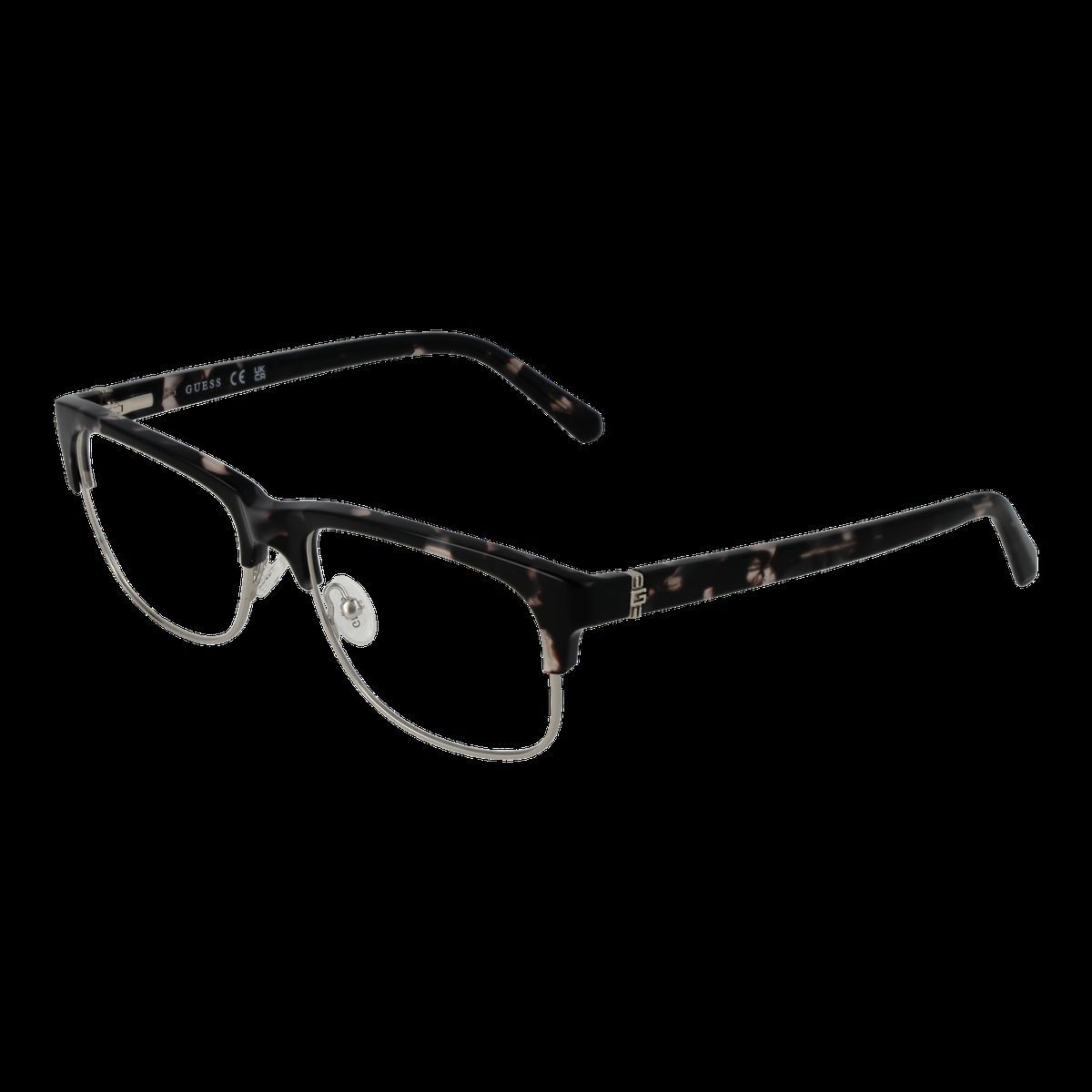Browline-Brille mit gemustertem Oberrahmen