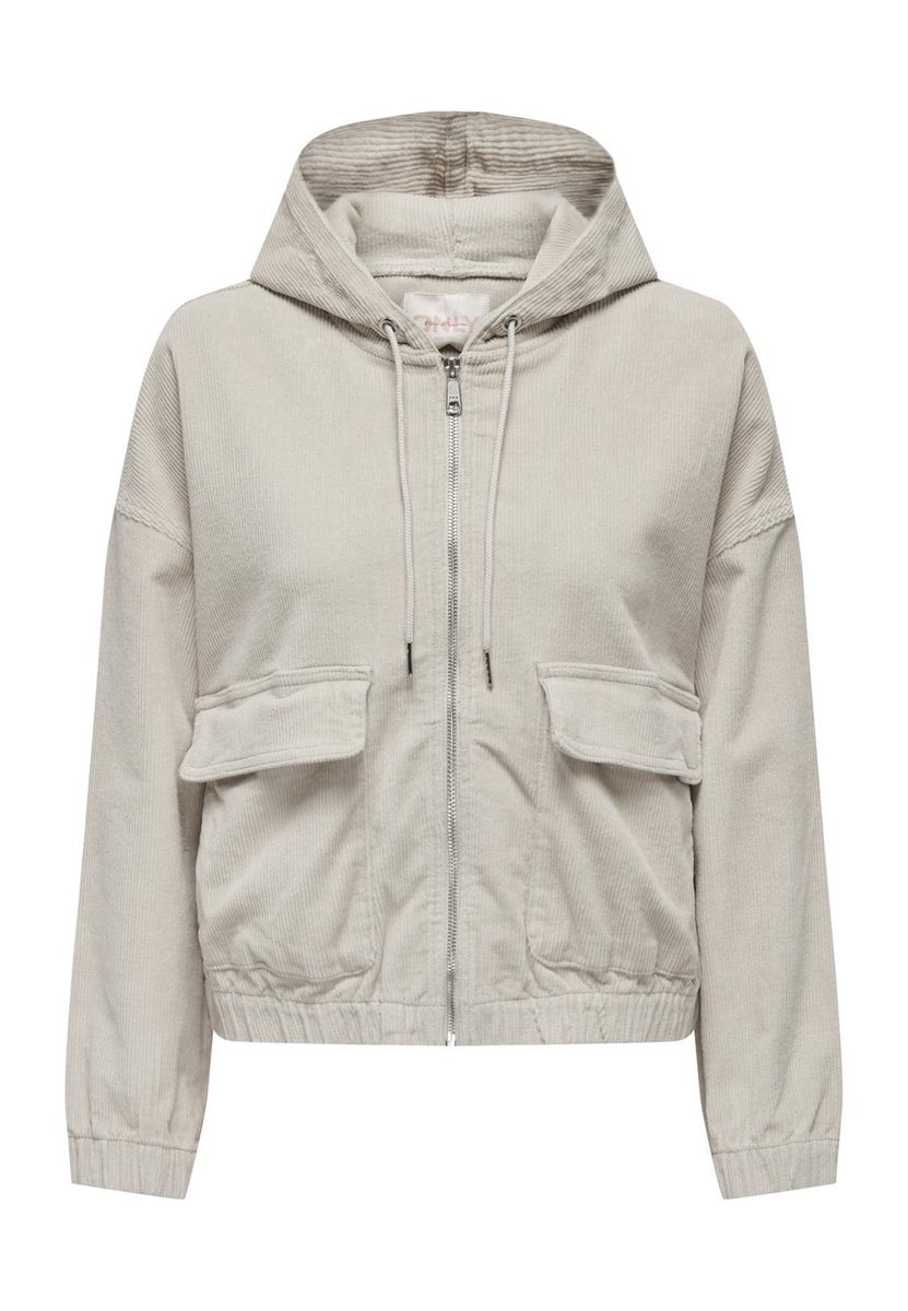 Cordjacke mit Kapuze und Reißverschluss