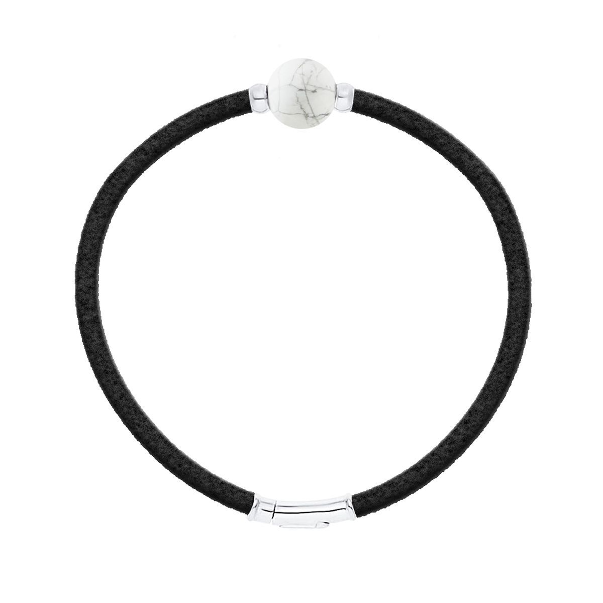 Schwarzes Armband mit Howlith-Stein
