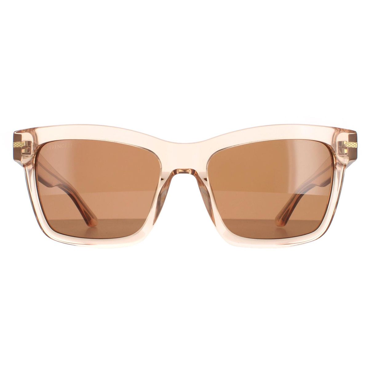 Polarisierte Champagner Sonnenbrille mit quadratischem Rahmen