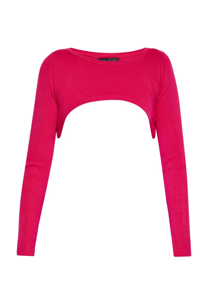 Kurzes geripptes Strick-Shrug-Top