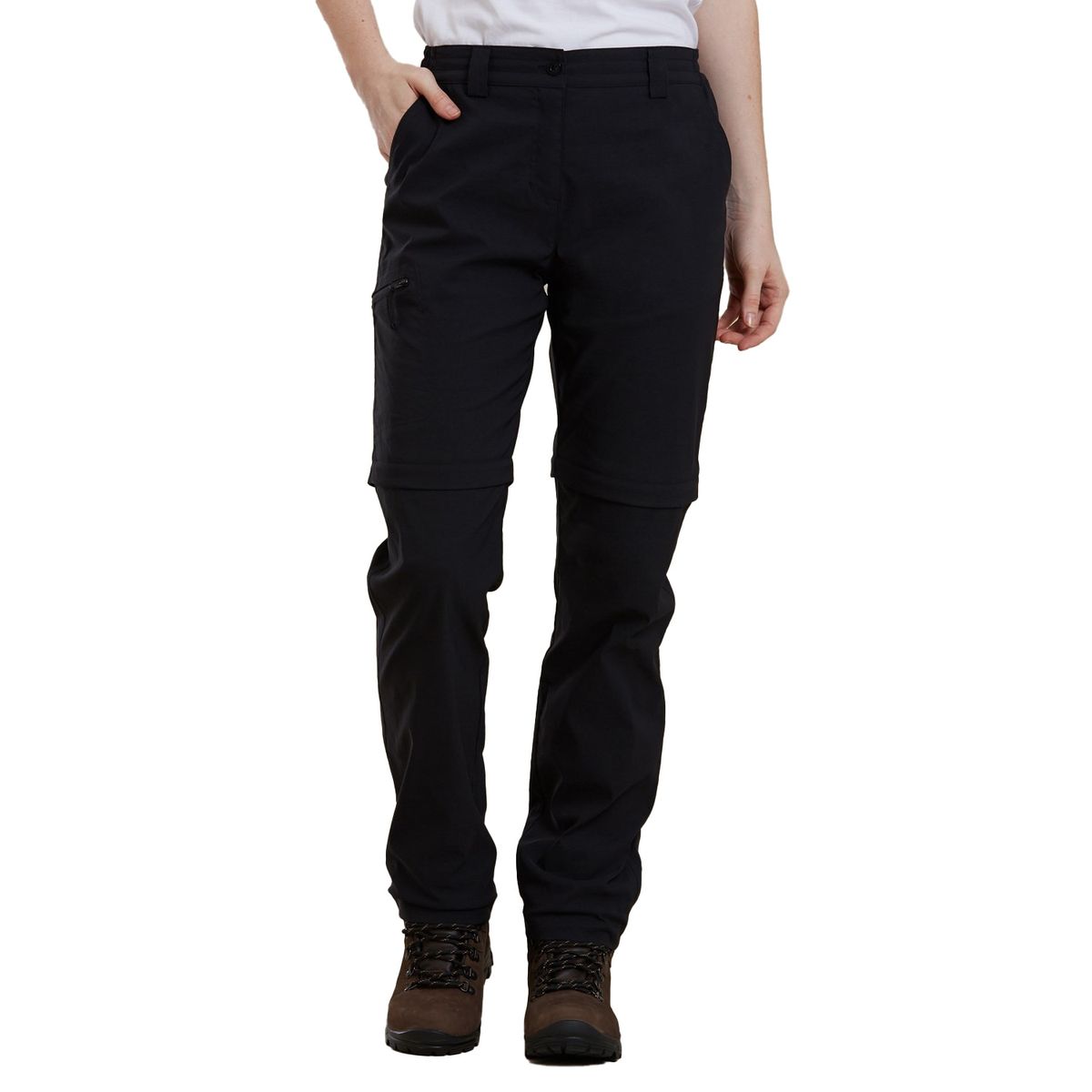 Mountain Warehouse Womens/Ladies Hiker Stretch Zip-Off Hose (Schwarz)