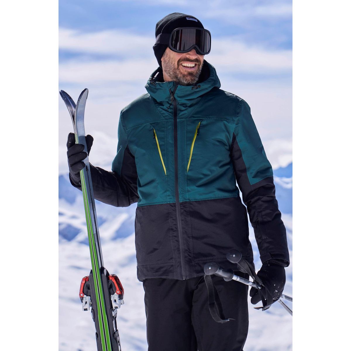 Herren Zweifarbige Wasserdichte Ski Jacke