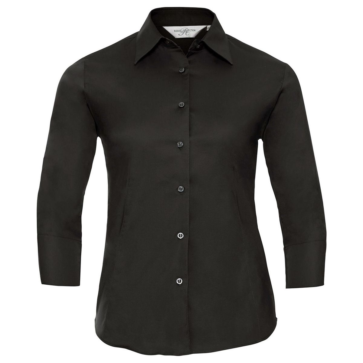 Russell Collection - Hemd Pflegeleicht für Damen 3/4 Ärmel (Schwarz)