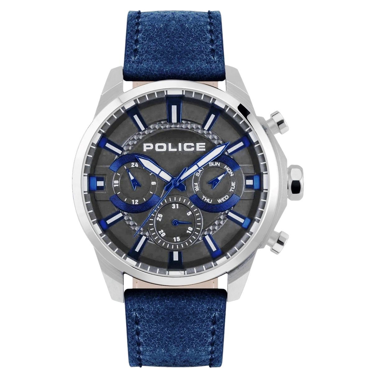 Herrenuhr Silberfarben mit blauem Armband