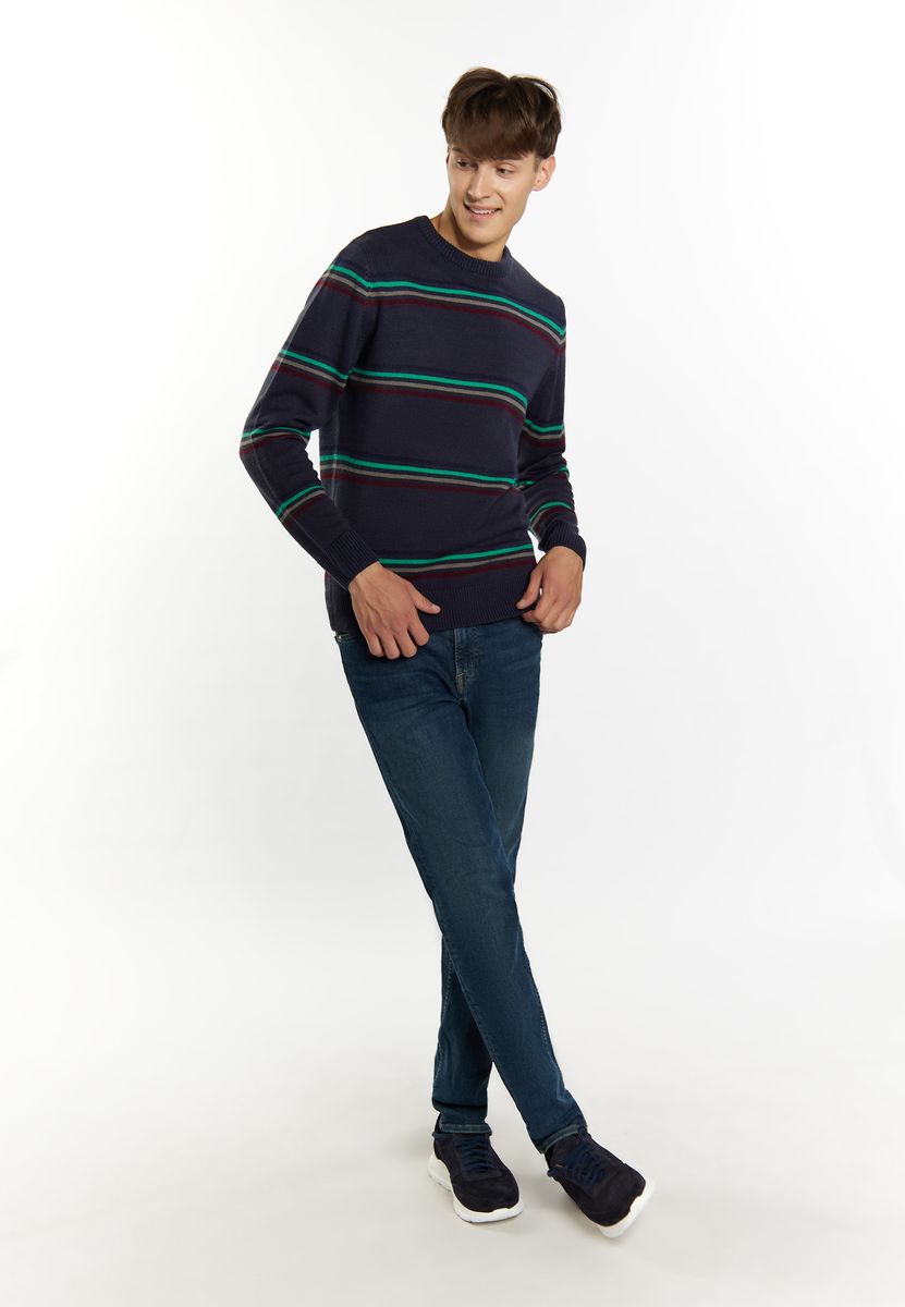 Gestreifter Slim Fit Strickpullover