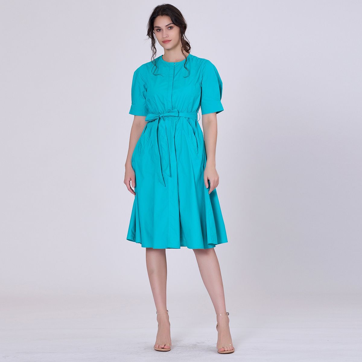 A-Linien-Blusenkleid aus Baumwolle