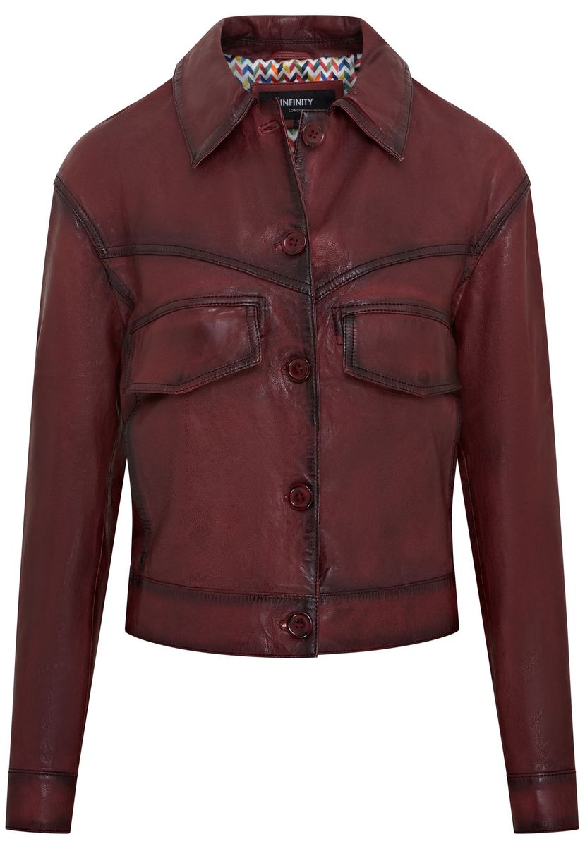 Kurze Retro-Lederjacke im Biker-Stil