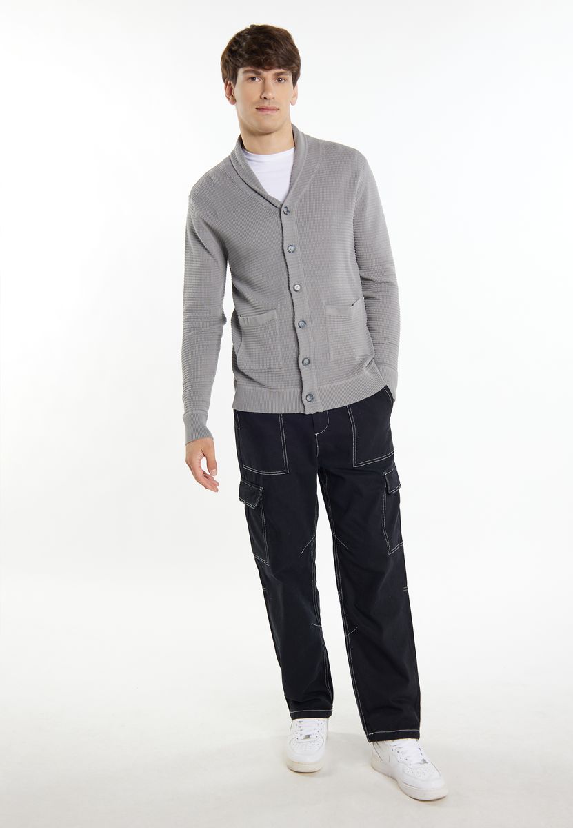 Struktur-Strickjacke mit Schalkragen