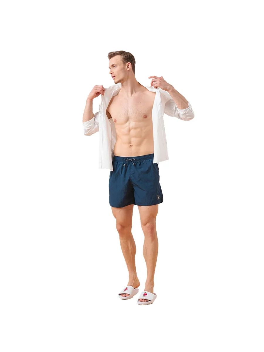 Strukturierte Badeshorts mit Karomuster