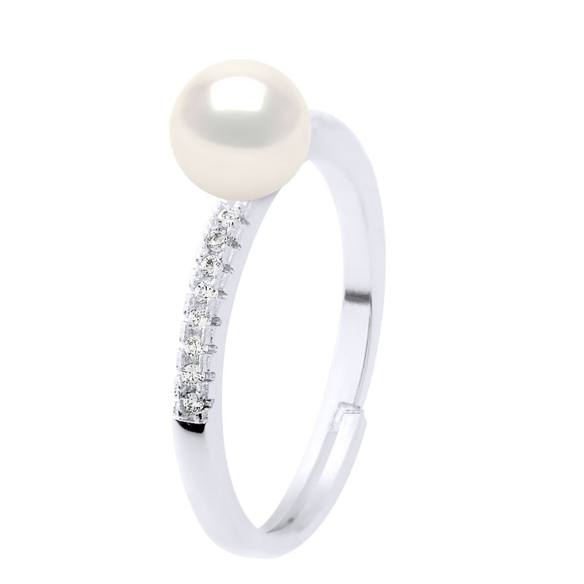 Verstellbarer Ring mit Perle und Zirkonia