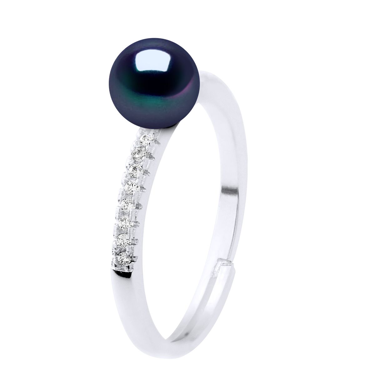 Verstellbarer Ring mit Perle und Zirkonia