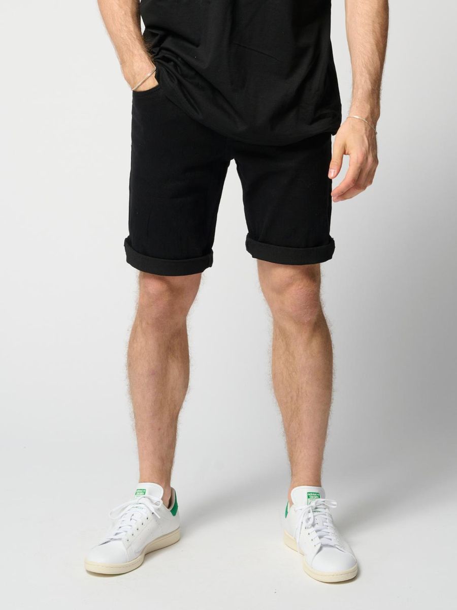 Denim Performance Shorts mit Umschlag