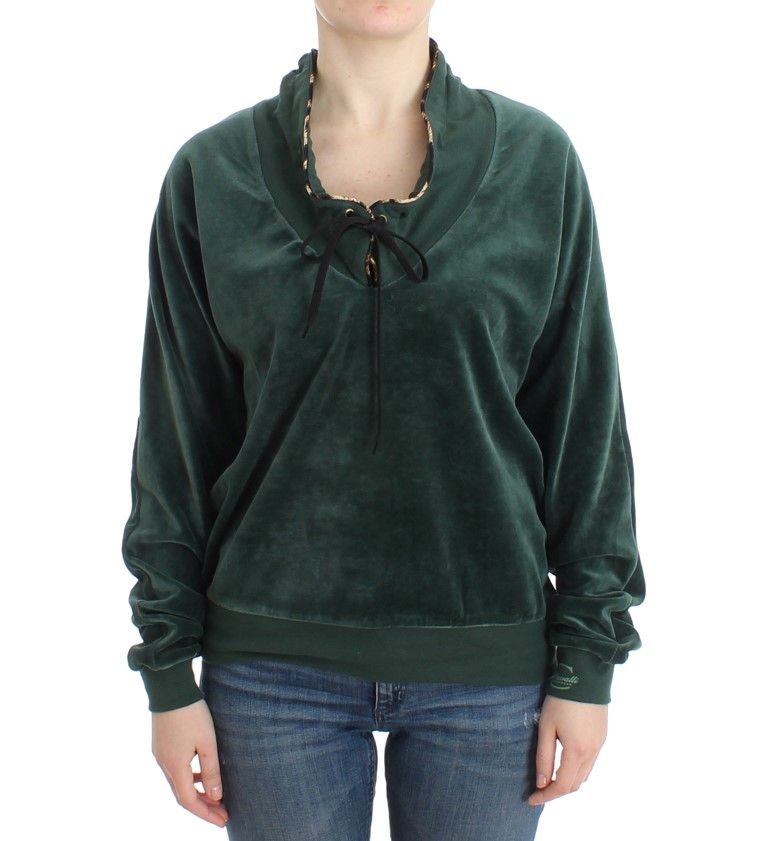 Velours Pullover mit Kordelzug am Hals