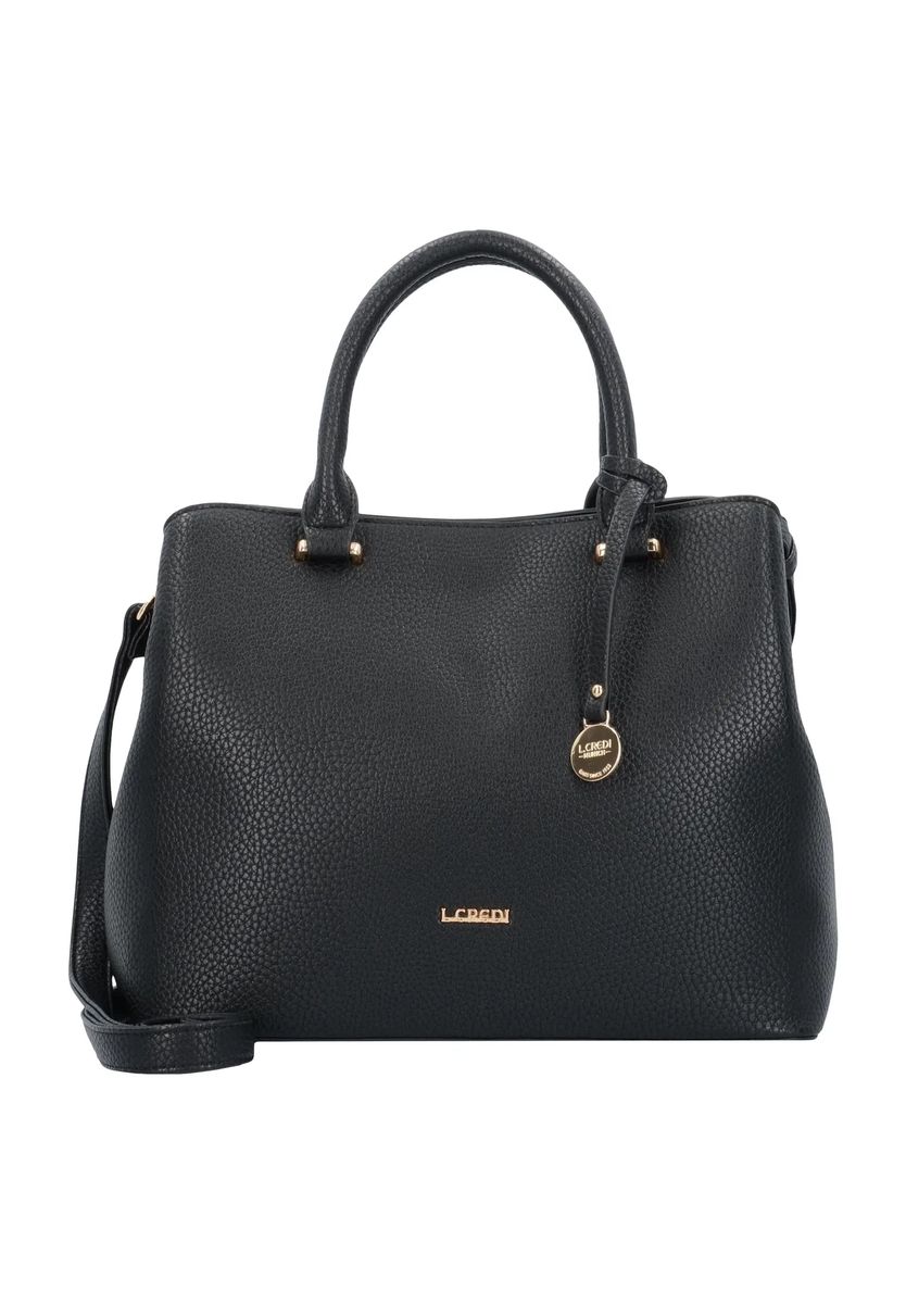 L.CREDI Henkeltasche, Bodennägel, Emblem, für Damen, schwarz, 99