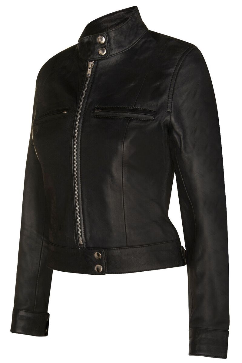 Schlichte Bikerjacke aus Leder
