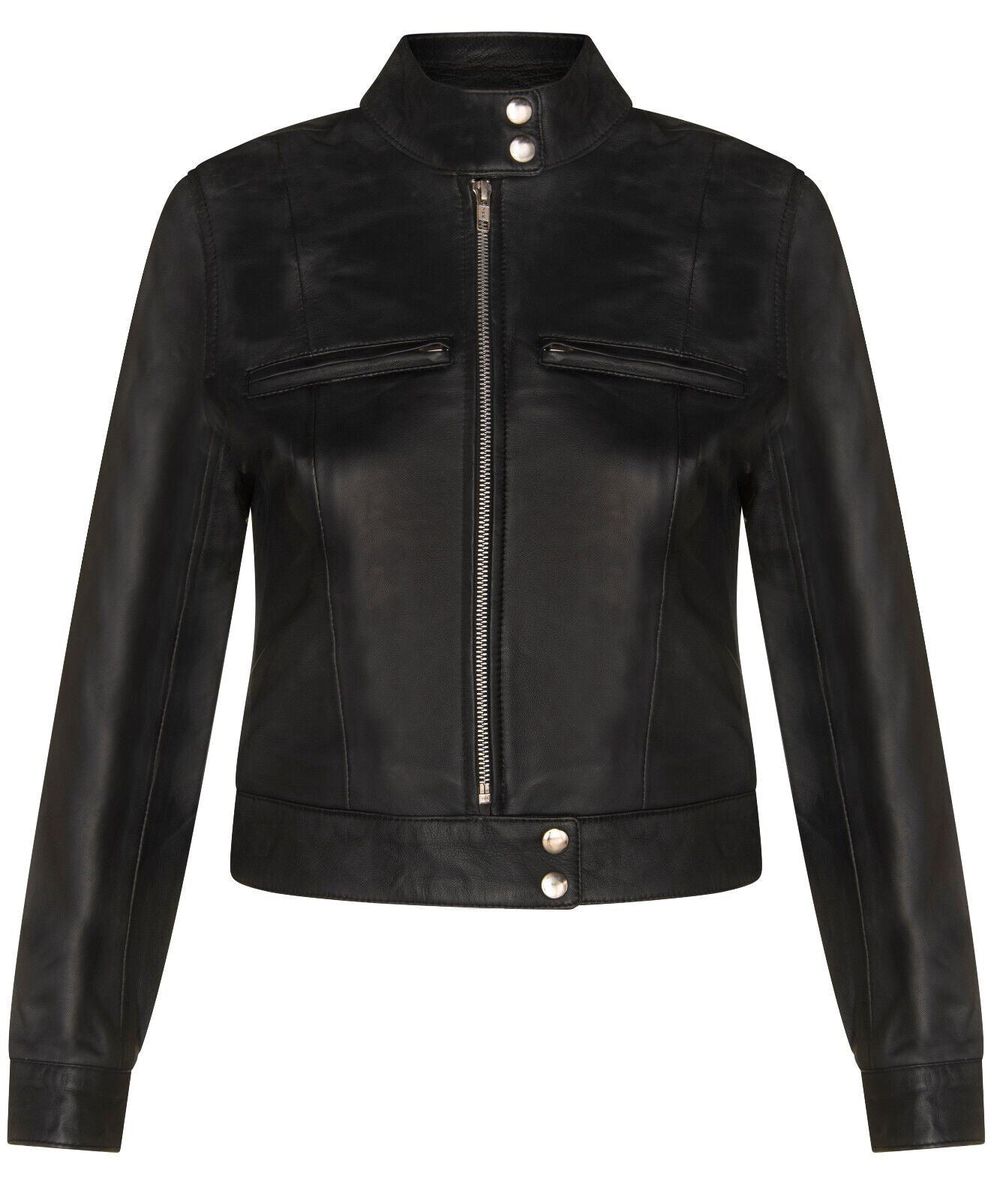 Damen Leder Bikerjacke