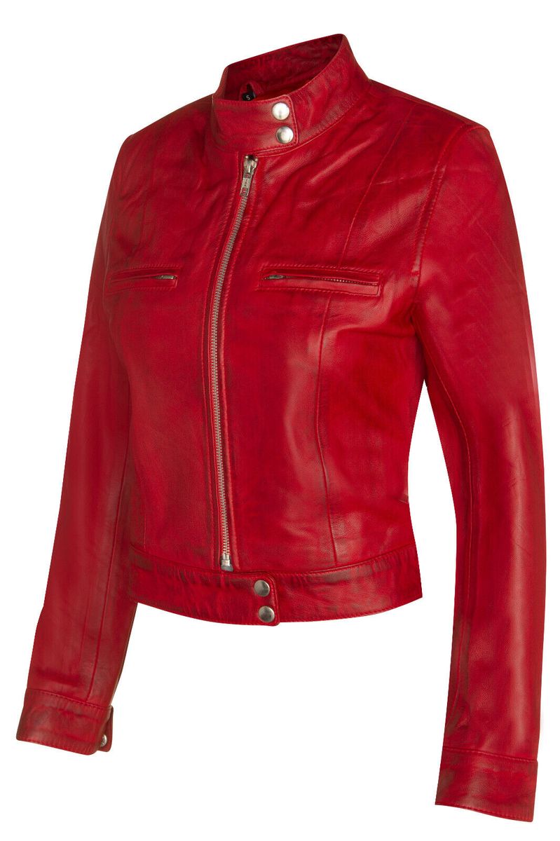 Schlichte Bikerjacke aus Leder
