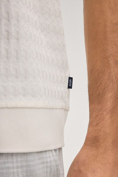 Joop! Cleison Off-White Strukturiertes Poloshirt mit V-Ausschnitt Baumwolle