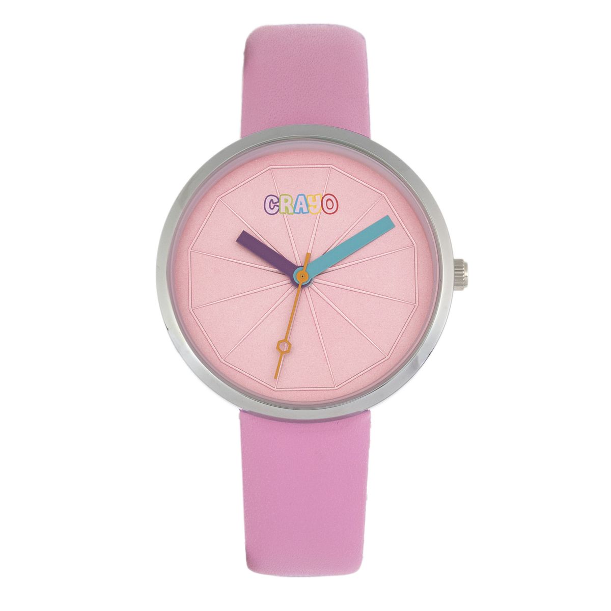 Minimalistische pinke Analog-Uhr mit Lederband