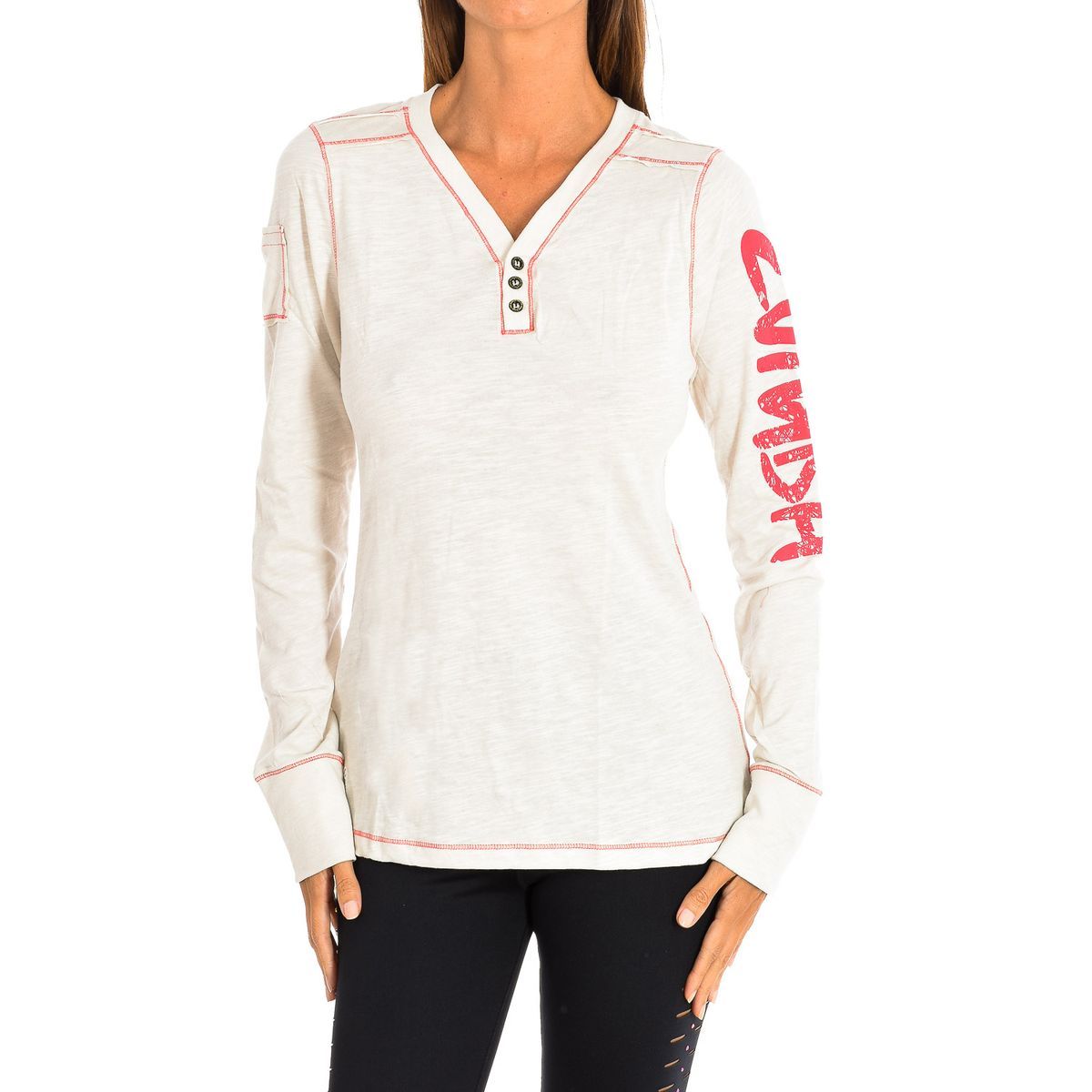 Langärmeliges Sweatshirt im Henley-Stil