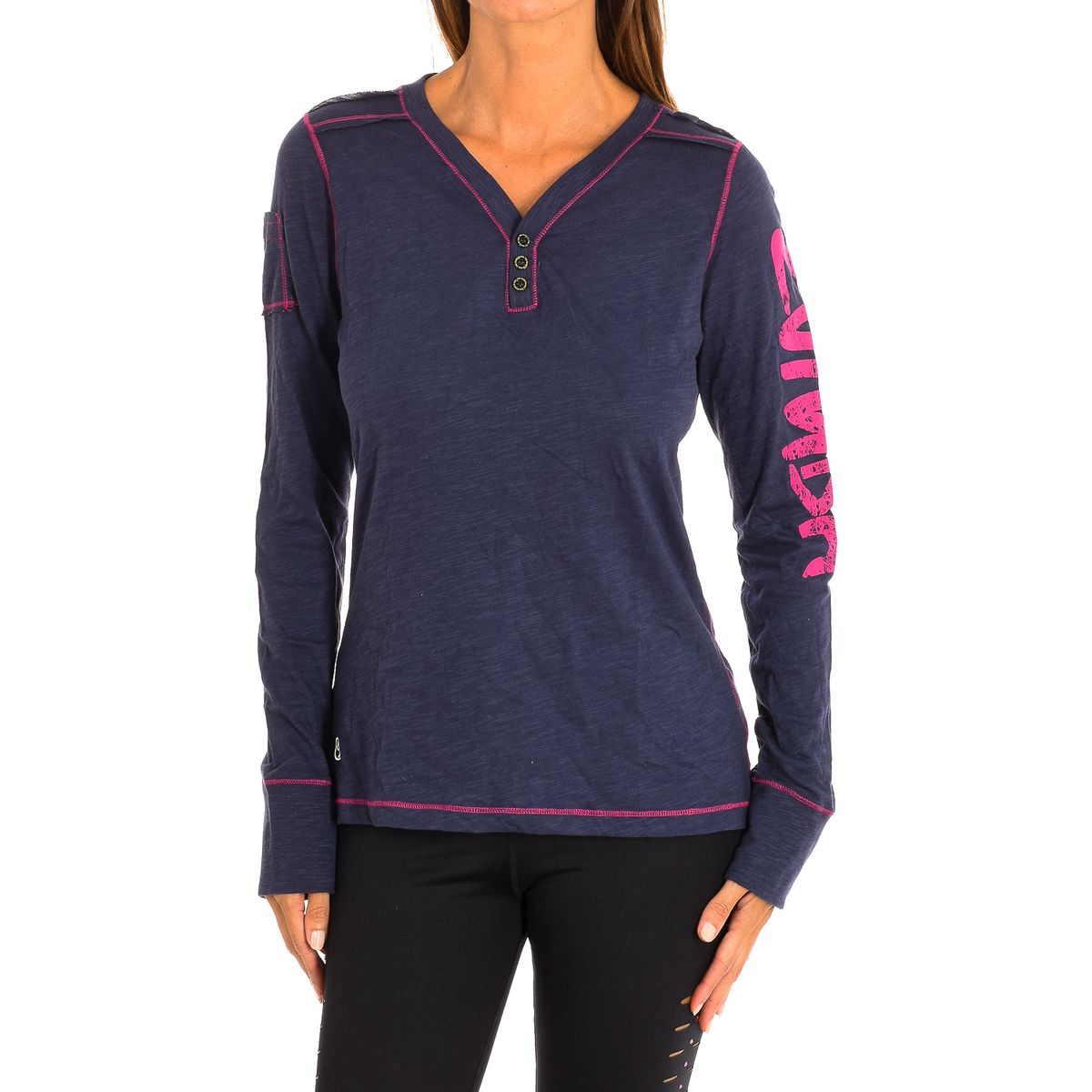 Langärmeliges Sweatshirt im Henley-Stil