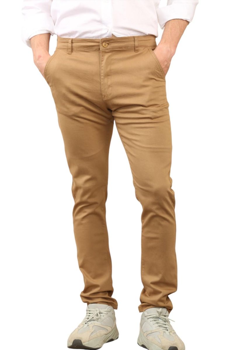 Schmale, hellbraune Chino-Hose