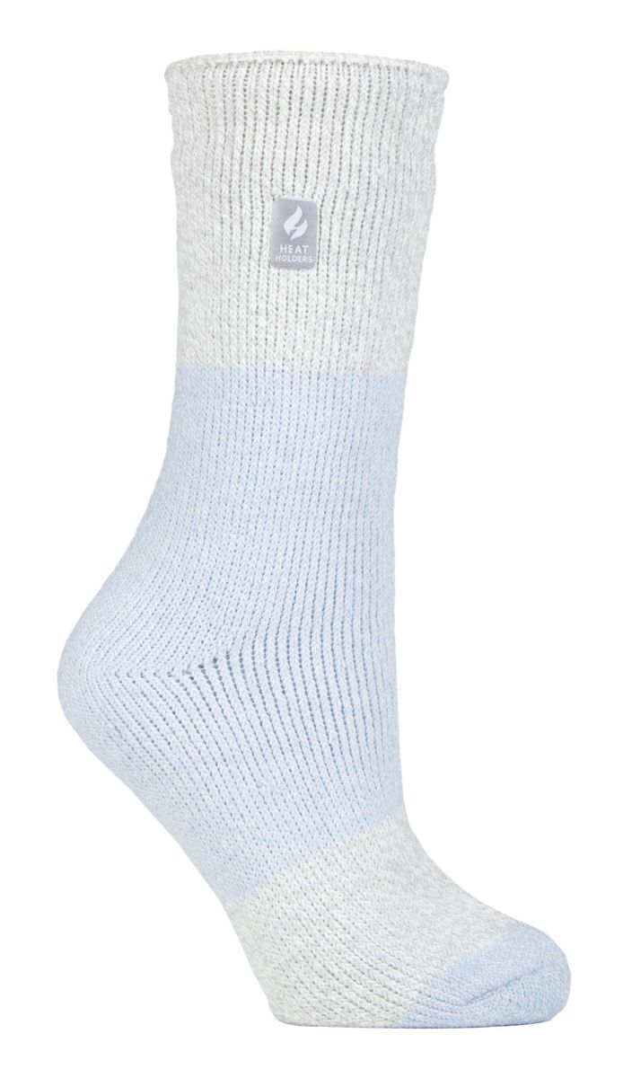 Wärmehalter - Damen Thermosocken für den Winter | Outdoor & Indoor Socken | Kuschelig & Flauschig | Geschenke für Frauen - Puderblau / Silber (Catania)