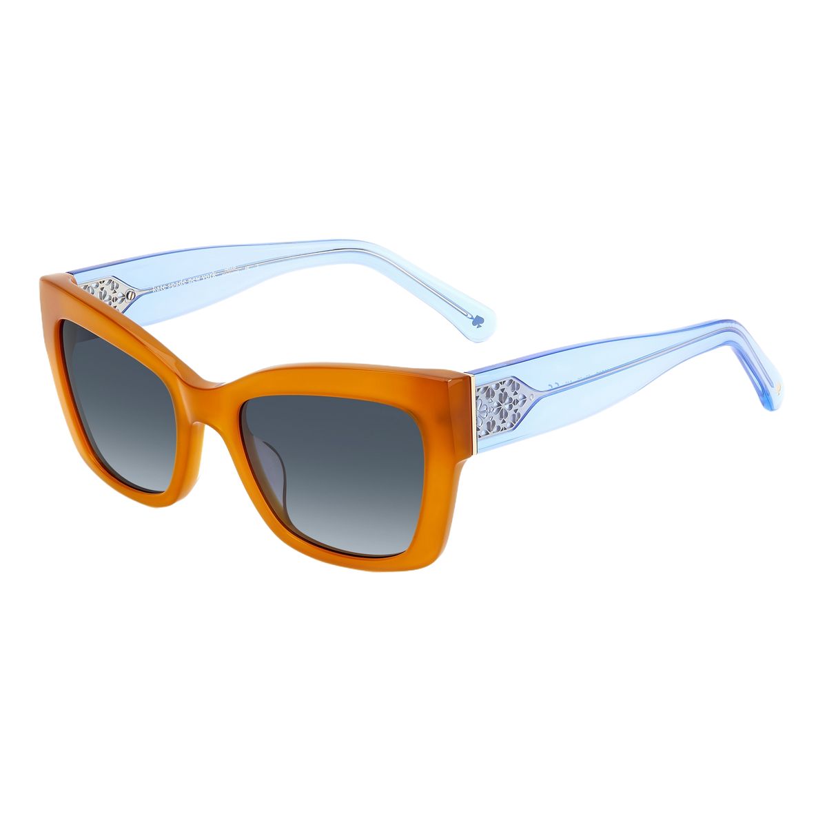 Eckige Acetat-Sonnenbrille mit Bügeldetail
