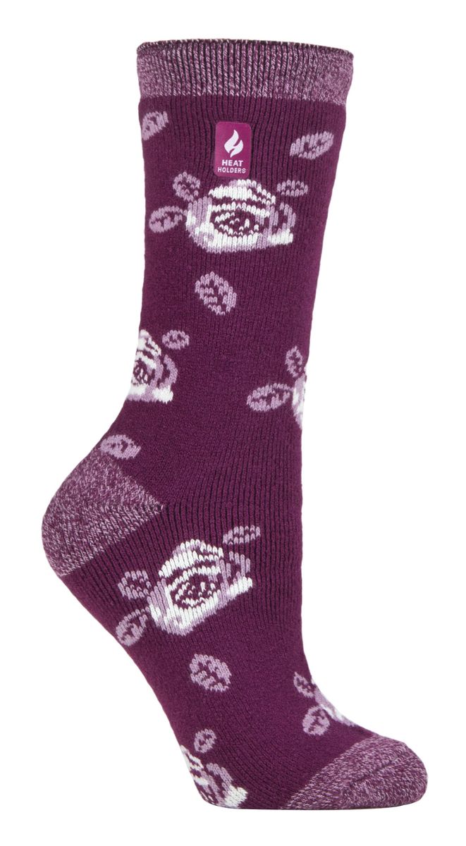 Heat Holders Lite - Womens isoliert thermische Socken | mehrere Designs einschließlich Argyle Streifen Herzen Sterne | warme Socken für den Winter - lila Magenta (Rom)