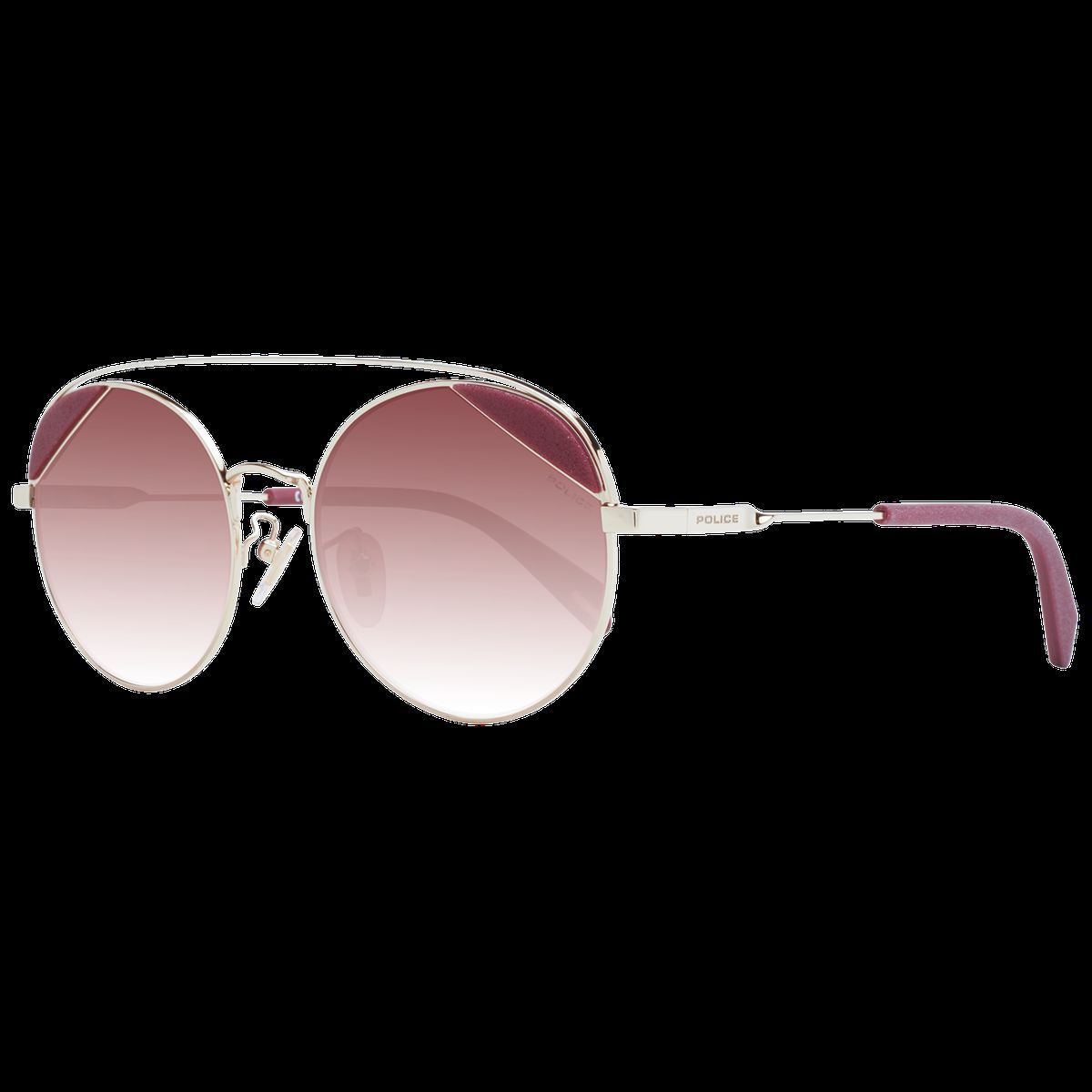 Runde goldfarbene burgunderfarbene Farbverlauf-Sonnenbrille